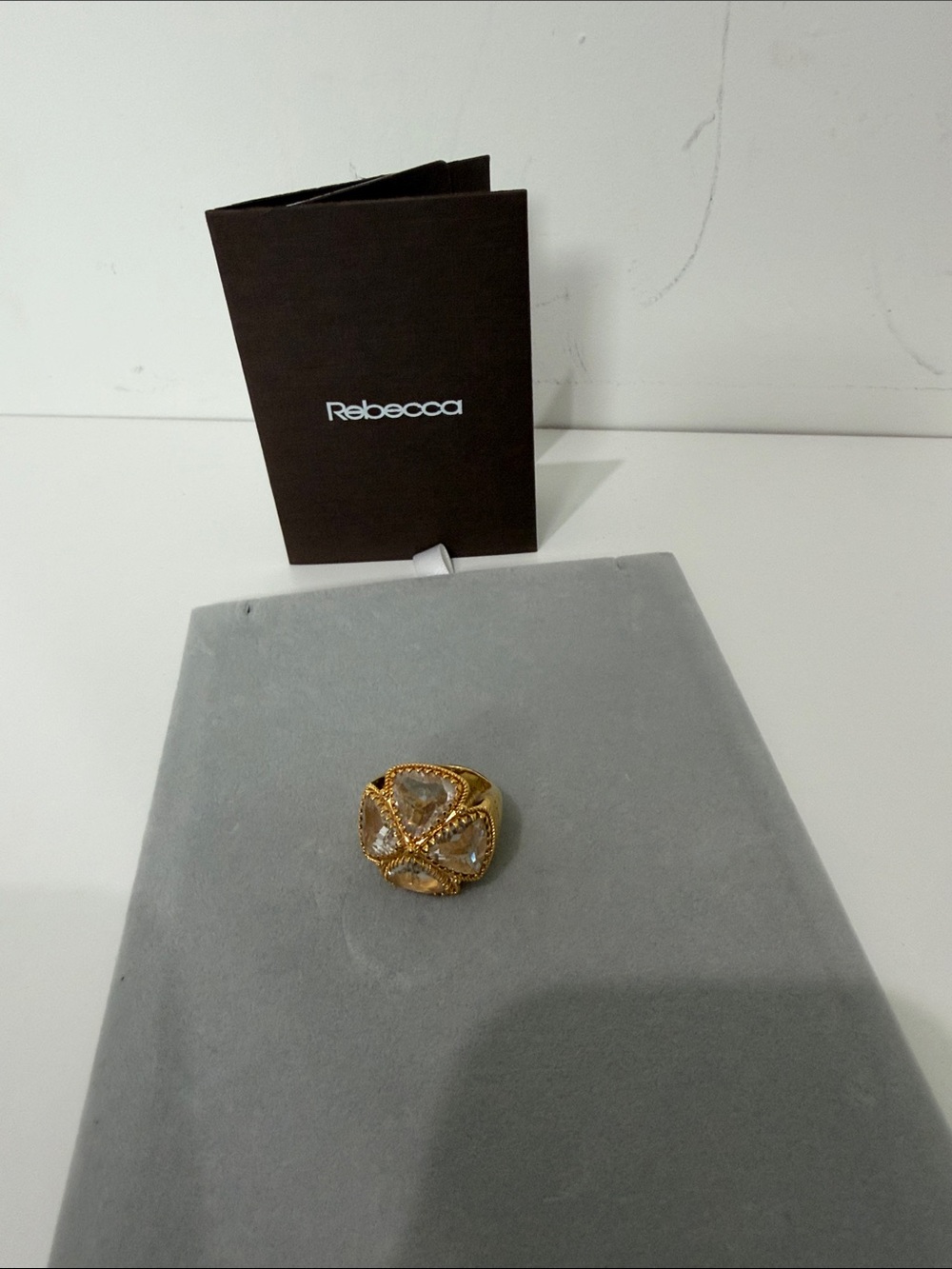 BECCA Gold Floral Crystal Statement Ring